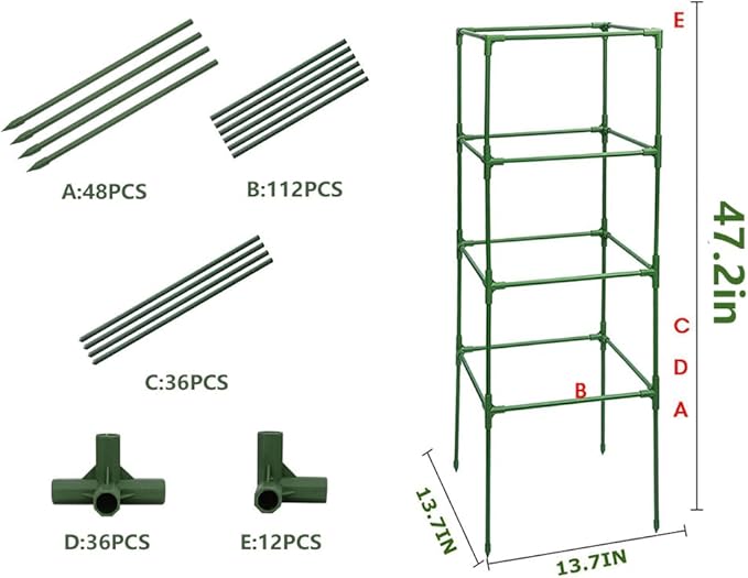 3 Pack Tomato Cage Square Tomato Plant Stakes Support Cages Trellis Outdoor Plant Support Cages Stakes for Garden Climbing Vegetables Flowers Fruits,Extra Bold (48 inch)