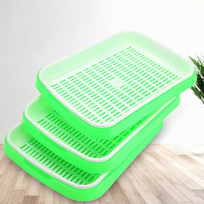 Hemoton Plant Tray 2 Tier Tray 2 Tier Sprouting Kit Soil-Free Wheatgrass Grower Nursery s Germination Bean Sprout Grower Sprouter Veggie Veggie