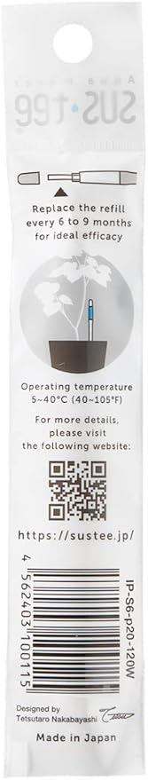Sustee Aquameter, White, Small - Plant Soil Moisture Sensor - Best for Potted Plants - Refillable Style