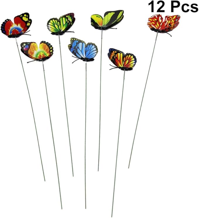 TOYANDONA 12PCS Butterfly Stakes - 11.4 inch Waterproof Butterfly Garden Decorations Artificial Butterflies for Indoor Outdoor Yard Patio Plant Pot Flower Bed Flower Bouquet Home Decor (Random Color)