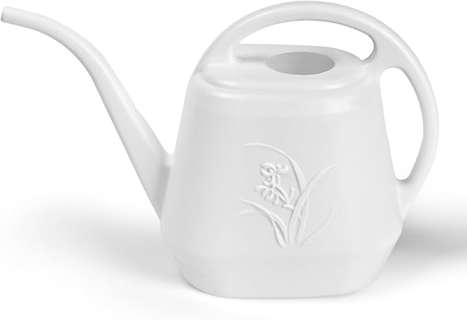 ZXJ Plant Watering Can - for Indoor and Outdoor Home Garden Plants - with Long Spout - White - 1/2 Gallon