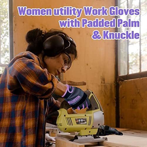Work Gloves Men Women,Utility Gardening Gloves Touch Screen,Thin Mechanic Working Gloves Pink,Comfortable,Flexible,Fit (X-Small, Purple)