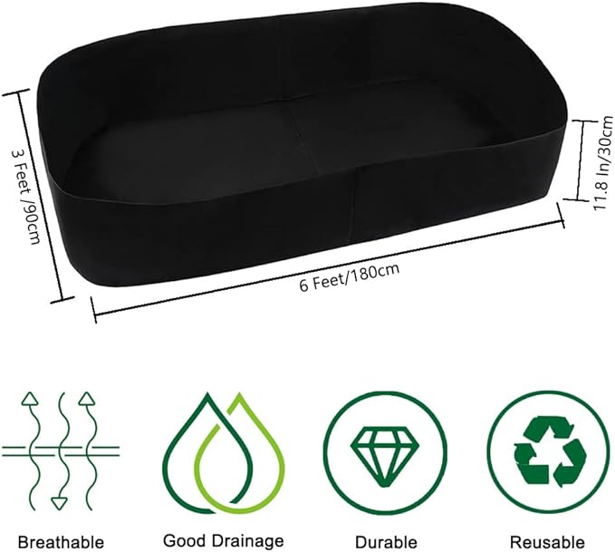 Fabric Raised Garden Bed, 3ft x 6ft Garden Grow Bags Planting Bed Rectangle Garden Containers for Vegetables Plants Flowers Outdoor