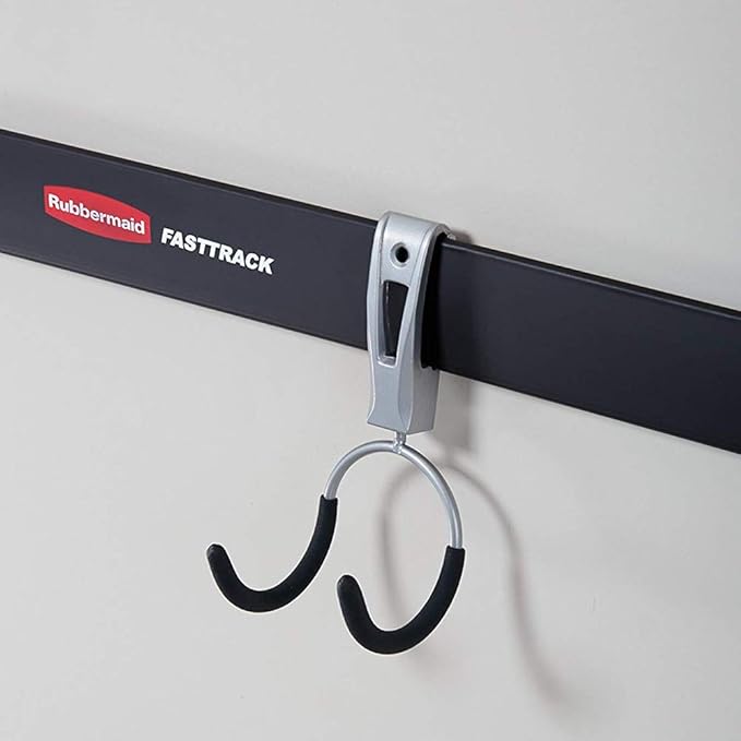 Rubbermaid Universal Metallic Fasttrack Hanging Garage Hook Organizers (2 Pack)