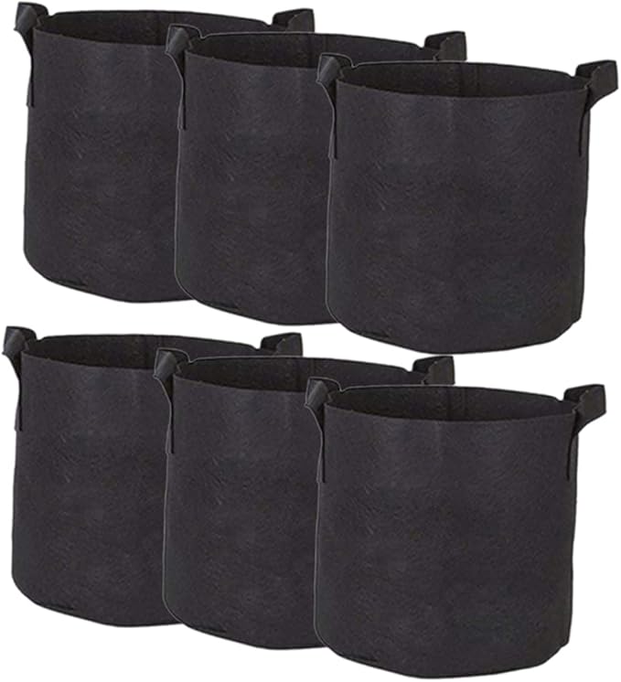 Happyyami 6pcs Nonwoven Plant Growing Bags Handles Thickened Vegetable Nursery Pots Breathable Gardening Bags for Healthy Root Development for