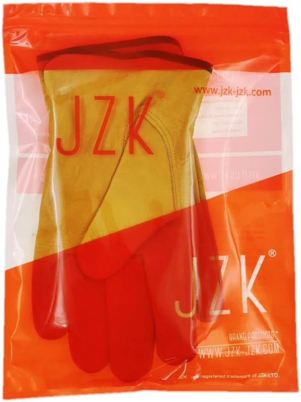 JZK Heavy duty Extra Large thorn proof gardening gloves for men, Yellow leather work gloves, full finger garden gloves, XL