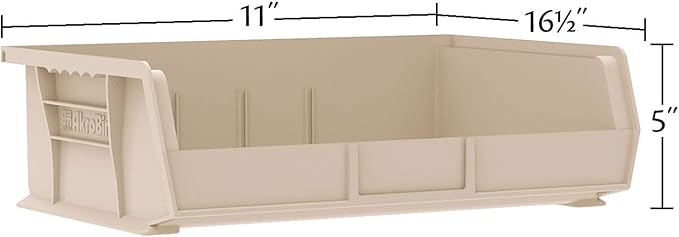 Akro-Mils 30255 AkroBins Plastic Storage Bins, Space-Saving Stackable Bins for Garage, Pantry, Craft Organization, 11" x 16" x 5", Green, 6-Pack