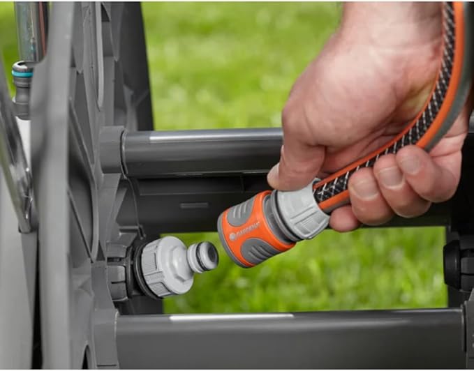 GARDENA (18520) CleverRoll (1/2" Large) Frost-Proof Hose Cart with Hose Guide, Comfortably fits 250' - 1/2” Hose, for Convenient Hose Storage and Watering, Hose Not Included