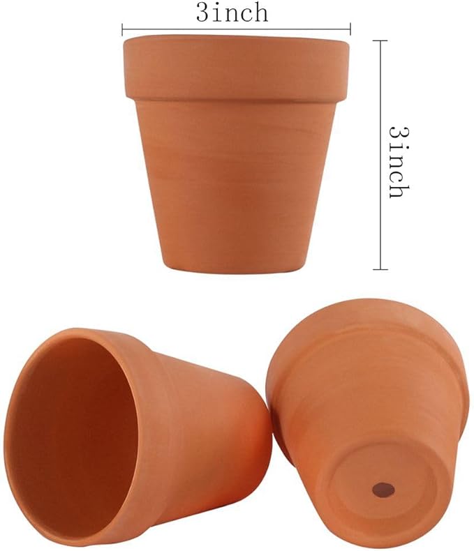 Sderoq 3 Inch Terracotta Pots - 22Pack Clay Flower Pots with Drainage Hole, Succulent Nursery Pot/Cactus Plant Pot. Great for Plants, Crafts, Wedding Favorn, DIY Production