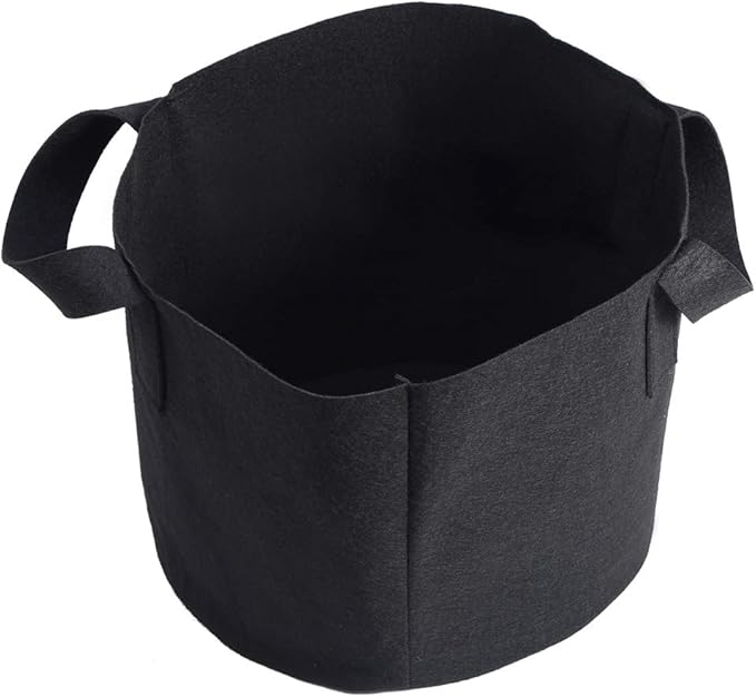 Plant Grow Bag, 1/2/3/5/7/10 Gallon Black Flower Plants Growing Bag, Vegetable Aeration Fabric Planting Pot Container with Handles for Indoor Outdoor Nursery Garden Planting (25 x 30 cm (5 Gallons))