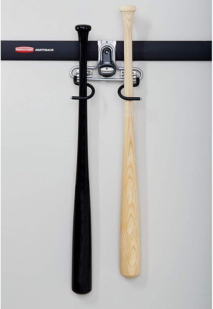 Rubbermaid Fasttrack Wall Double S Hook 2 Handle Garage Storage Organizer Rack for Hand Tools (2 Pack)