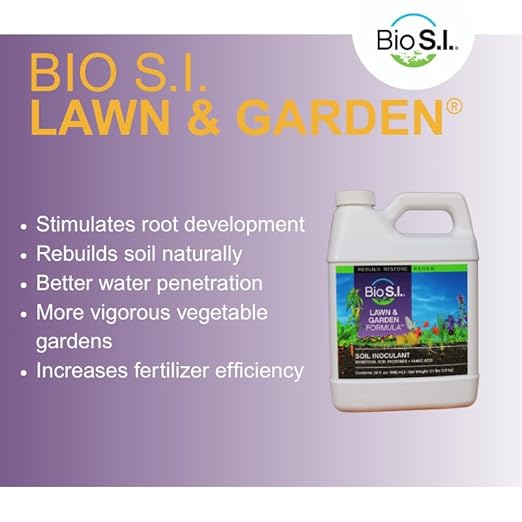 Bio S.I. Lawn & Garden Soil Conditioner – Microbial Soil Amendment for Moisture Retention & Soil Health – Quart Spray Bottle