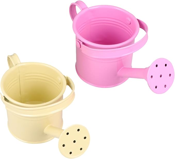 DOITOOL Kids Watering can Metal Portable Small Watering Pot for Indoor Outdoor Plants Flowers with Long Spout and Stable Base 6 Inch