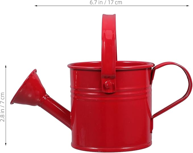 SEWACC 2pcs Kids Metal Watering Can for Indoor Plants, Durable Iron Sprinkling Kettle, Portable Small Water Can for Garden Home Plants, Red and Light Blue, 6.69 x 2.75 x 2.75 Inch