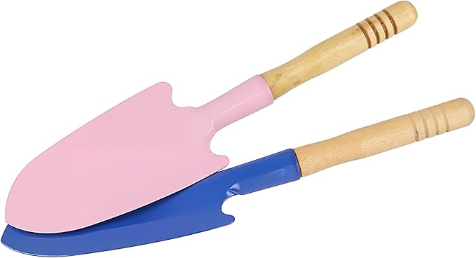 30 PCS Beach Spades, Metal Sand Shovel with Wooden Handle, Mini Metal Garden Shovels for Planting Loosening Digging, 10 Inch Long, 6 Colors