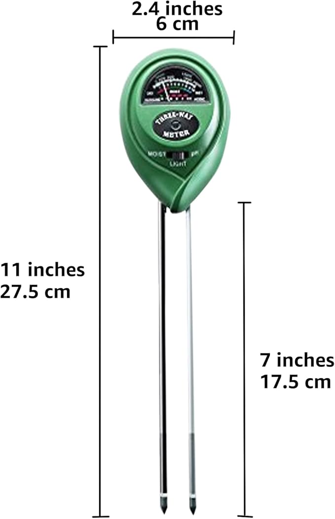 3-in-1 Soil Tester – Measures Light, Moisture & pH - Professional Gardening Tool for Farm, Kitchen Garden – No Batteries Required – Easy to Read Indicator - for Indoor or Outdoor Use