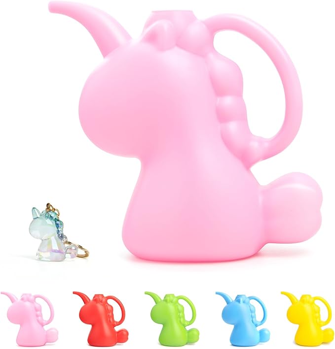 XXXFLOWER Unicorns Indoor Watering Can, 1 L Cute Animal Water Cans, Novelty Unicorns Shape Watering Pot for Office House Indoor Garden（Pink）