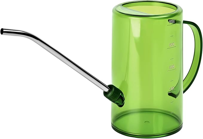 Plastic Watering Can - with Long Spout - 1/4 Gallon - 34 Oz - Green