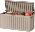 80 Gallon Resin Deck Box, Lockable Outdoor Storage Box for Patio Cushions Storage Furniture,Garden Tools, Pool Supplies, Weatherproof and UV Resistant (Grey)