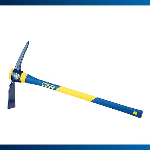 Estwing 5-Pound Pick Mattock with 36-Inch Fiberglass Handle, Drop-Forged Heat-Treated Head for Breaking Hard Ground, Hoeing Rocky Soil, and Digging in Tight Spaces