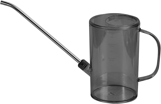 Small Plastic Watering Can - for Home Garden - with Long Spout - 1/4 Gallon - 34 Oz - Grey