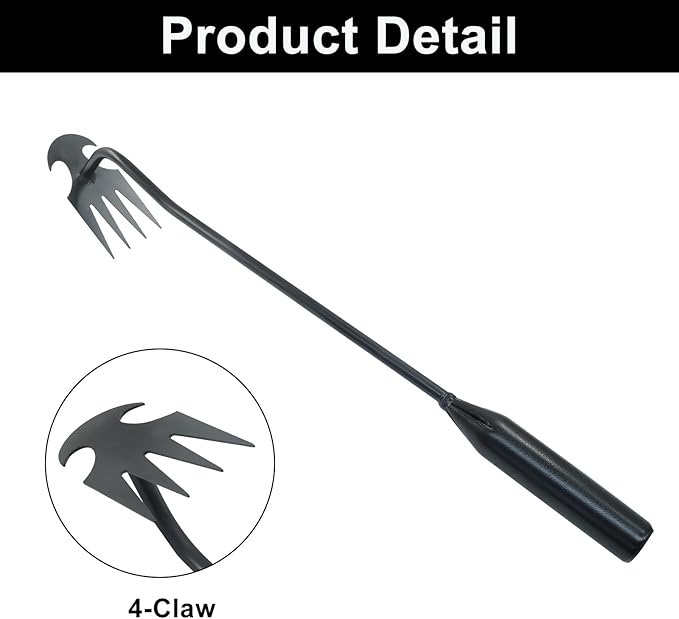 2Pcs Weed Puller Tool Garden Uprooting Weed Pulling Tools, 15.7" Portable Stainless Steel Weeder Tool 4-Claw Manganese Steel Weed Puller for Gardening Backyard Farm