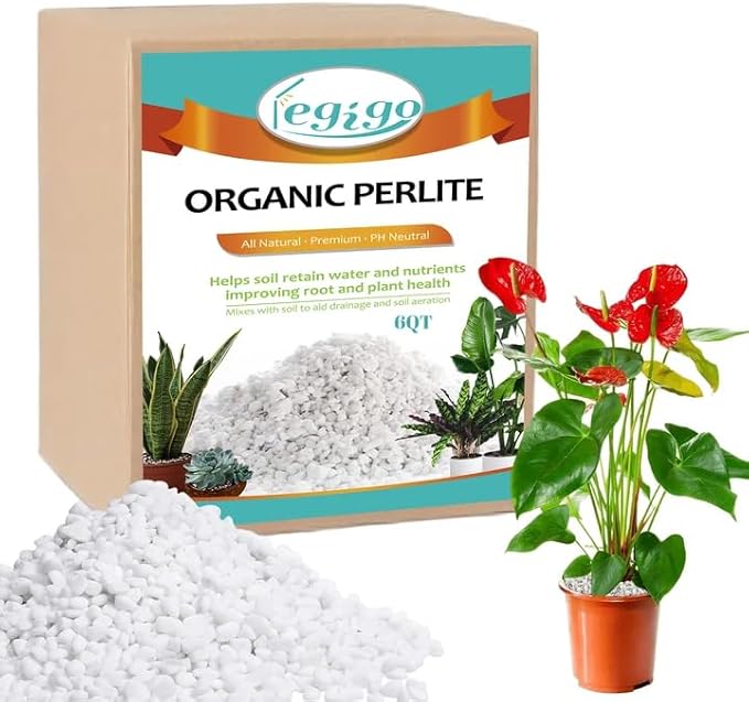 Legigo 6 Quarts Organic Horticultural Perlite for Plants Indoor- Natural Horticultural Soil Additive Conditioner Mix for Improves Drainage, Ventilation and Root Growth