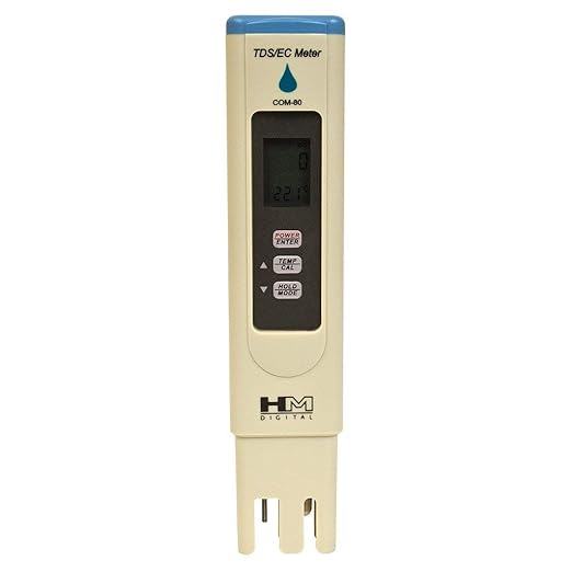 HM Digital COM-80 Electrical Conductivity (EC) and Total Dissolved Solids Hydro Tester, 0-5000 ppm TDS Range, 1 ppm Resolution, +/- 2% Readout Accuracy