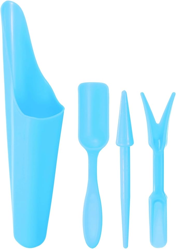 M METERXITY 1-Set Garden Shovel Hand Tools Transplanting Succulent Cultivation Digging Scoops Kits, Plastic Mini Garden Tool Set for Bonsai Potting/Flower Planting [Blue]