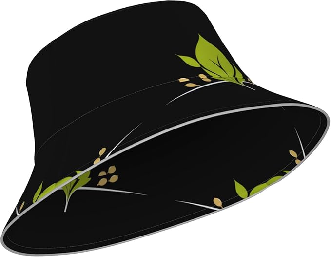 WHJSHOP Seeds Sprouting Printed Reflective Bucket Hat Breathable for Men and Women, for Travel, Camping Black