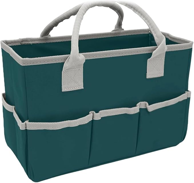 2.Foldable and reusable garden storage, sturdy handheld design with 8 compartments for indoor/outdoor organizer pouches