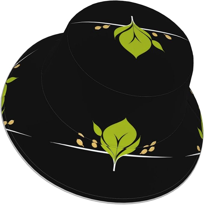 WHJSHOP Seeds Sprouting Printed Reflective Bucket Hat Breathable for Men and Women, for Travel, Camping Black