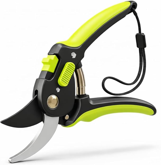 Lime Bypass Pruning Shears & Clippers - Cuts 3x Easier, Ideal for Seniors