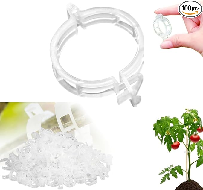 Secured Plastic Plant Clip - 100 Pcs, Garden Support Clips for Climbing Vines - Reusable, White