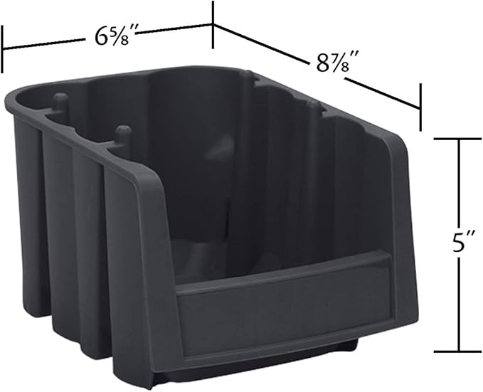 Akro-Mils 30796 Economy Stacking Shelf Plastic Storage Bins, (9-Inch x 6-5/8-Inch x 5-Inch), Black (10-Pack)