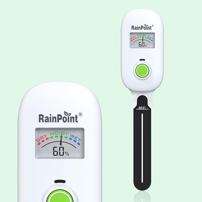 [2026 Version]RAINPOINT Visual Gauge Digital Smart Wireless Plant Moisture Meter,WiFi Hub Needed,Indoor & Outdoor Use,Capacitive Leave-in Soil Hygrometer Sensor Garden House Plant Care Must Haves