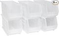Akro-Mils 30260 AkroBins Plastic Storage Bins, Space-Saving Stackable Bins for Garage, Pantry, Craft Organization, 18" x 11" x 10", Clear, 6-Pack