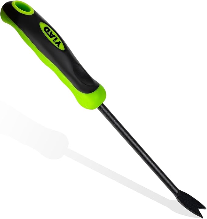YIAD Hand Weeder Weed Puller Tool - 13-Inch Heavy Duty Dual Tip Design for Root Removal, Rust-Resistant Steel, Ergonomic Grip, for Garden Lawn Yard Patio Flower Bed