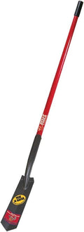 Bully Tools 14-Gauge 3-Inch Trench Shovel - Heavy-Duty Steel Blade with V-Shaped Design, Long Fiberglass Handle, Rust-Resistant Powder Coat & Rubber Grip for Landscaping, Garden Task- 100% Made in USA