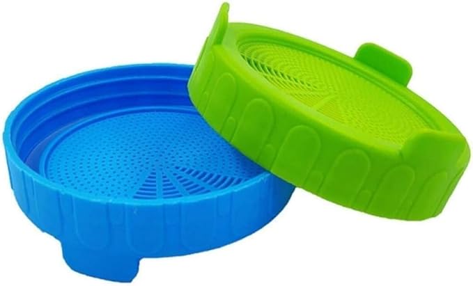 2Pcs Blue and Green Sprouting Lids jar Sprouting Lids Plastic Sprouting with Steel Screen for Wide Mouth to Grow Beans Jars Canning Cookware