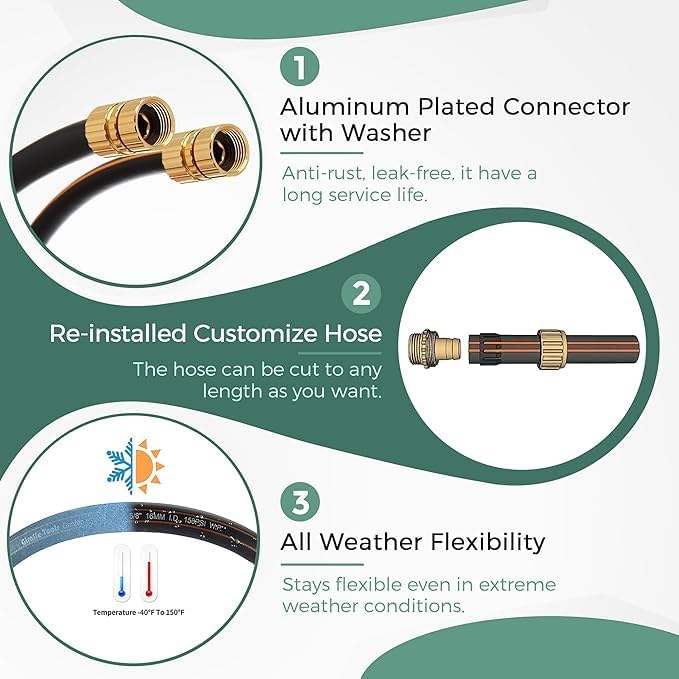 Giraffe Tools Garden Hose 5/8" Custom Length, No Kink, Flexible, Leakproof Water Hose, 600 Burst PSI, 4ft Double Female Fittings,Black Orange
