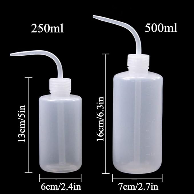 Wash Bottle 500ml and 250ml Narrow Mouth Squeeze Bottle Medical Lab Plastic Safety Squeeze Bottle No Spill Bend Mouth Watering Cans