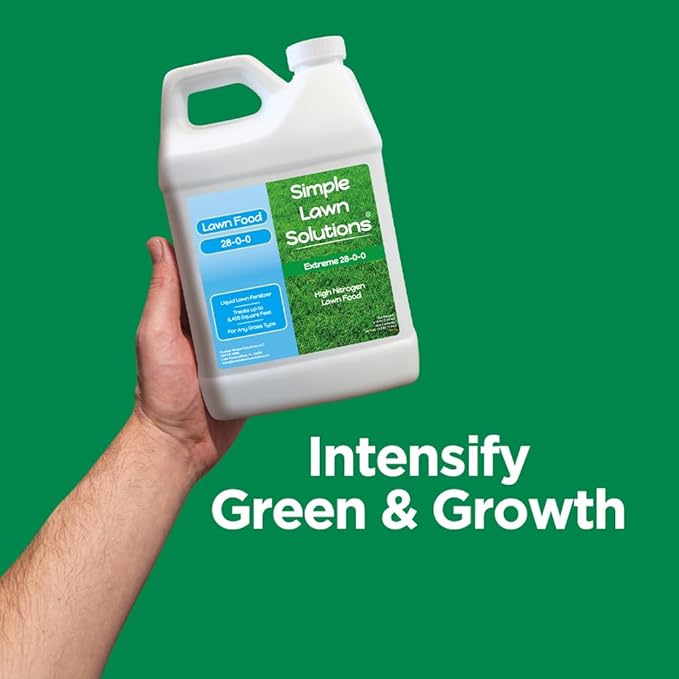 Maximum Green & Growth Fertilizer High Nitrogen 28-0-0 Lawn Food Liquid Fertilizer- Spring & Summer- Any Grass Type- Simple Lawn Solutions - Concentrated Quick & Slow Release Formula (64 Ounce)