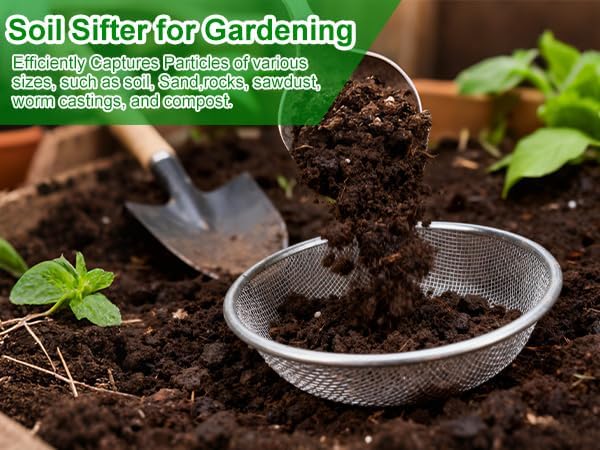 Soil Rock Sifter for Gardening - Sand and Compost Sifter for Gardening Rock Sifter Fits 5-Gallon Buckets 1/8 Inch Mesh, Sieve for Gravel, Dirt, Sawdust and Organic Material