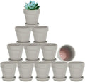 vensovo 3 inch Grey Terracotta Clay Pots for Plants with Saucer - 12 Pack Small Terra Cotta Planter Great for Garden Windowsill Indoor & Outdoor Wedding Favors Gifts