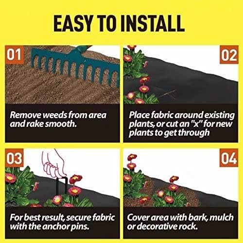 Agfabric 5x300ft Landscape Ground Cover Heavy PP Woven Weed Barrier,Soil Erosion Control stabilized, Plastic Mulch Weed Block