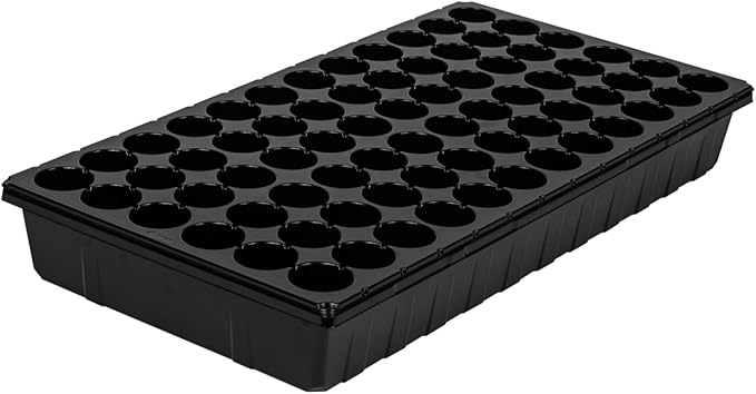 SUNPACK 21" x 11" Heavy Duty 72-Cell Circular Insert Tray, Black, 2.5" (Pack of 10) - Ideal for Greenhouses or Indoor Gardening - Holds Up to 72 Different Seeds