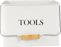 Metal Garden Tool Caddy, 3 Compartments Garden Tool Organizer with Handle, Garden Tool Box for Indoor and Outdoor, Gardening Tool Kit Holder Empty, Gardening Supplies, Gardener Gift (White)