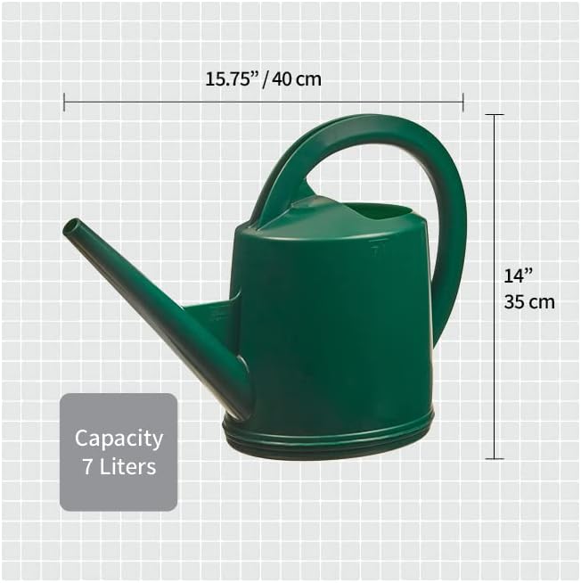 Consolidated Plastics Durable Swiss Watering Can with UV Protection, Ergonomic Handle for Indoor/Outdoor Gardening, Made in Switzerland (7 Liter, Green)