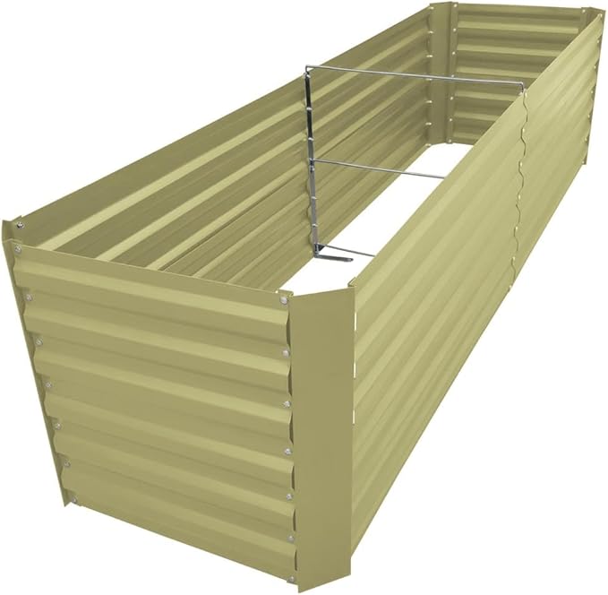 8x2x2FT Beige Metal Raised Garden Bed Kit, Galvanized Outdoor Garden Bed Planter Box for Vegetables, Flowers, Herbs, Succulents and More